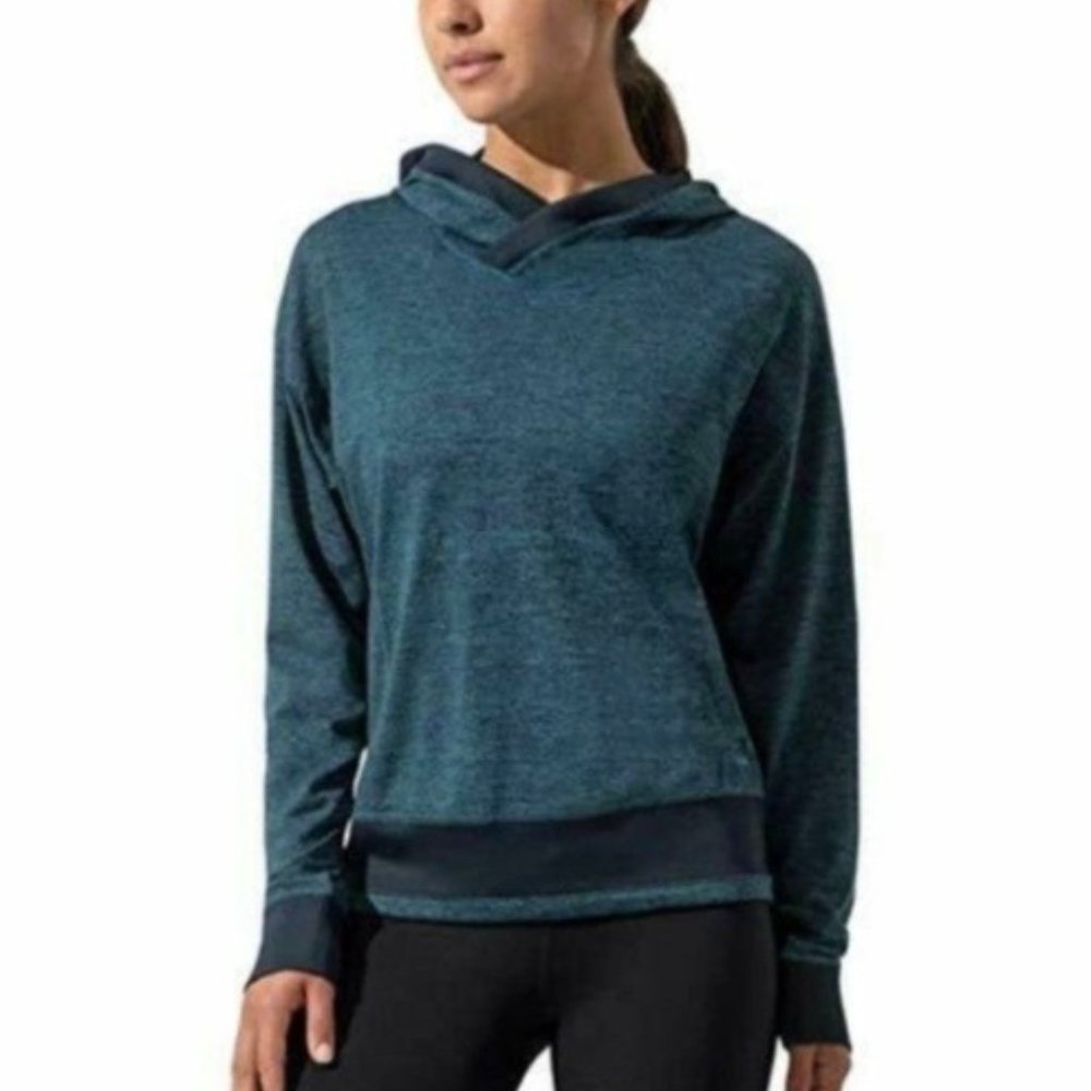 Mondetta Performance Luxury Pullover Women Size Small Marled Green Hooded